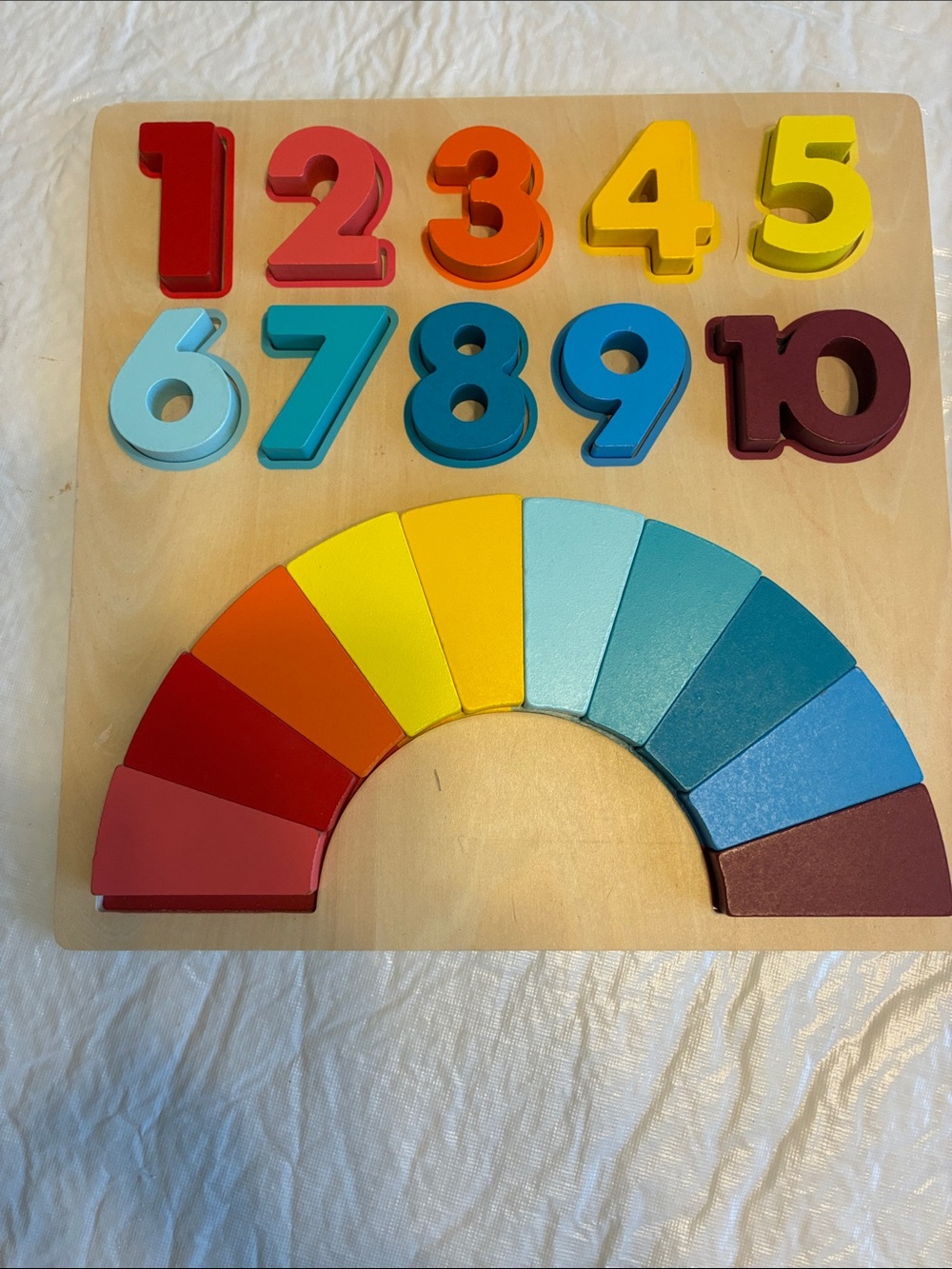 Wooden Rainbow Number Puzzle - Multicolor Educational Toy